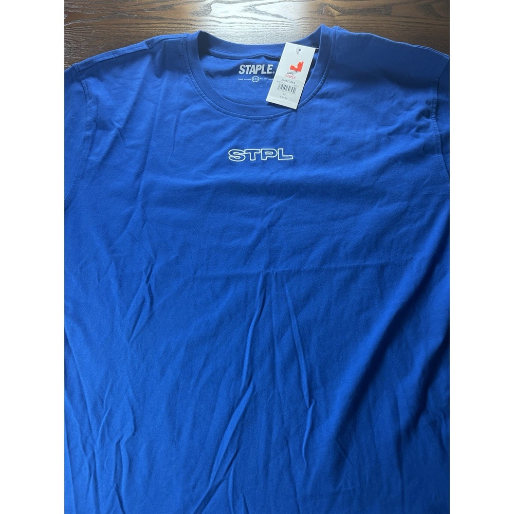 NEW Staple Pigeon T Shirt Mens 2XL Blue Embroidered STPL Cotton Casual NWT